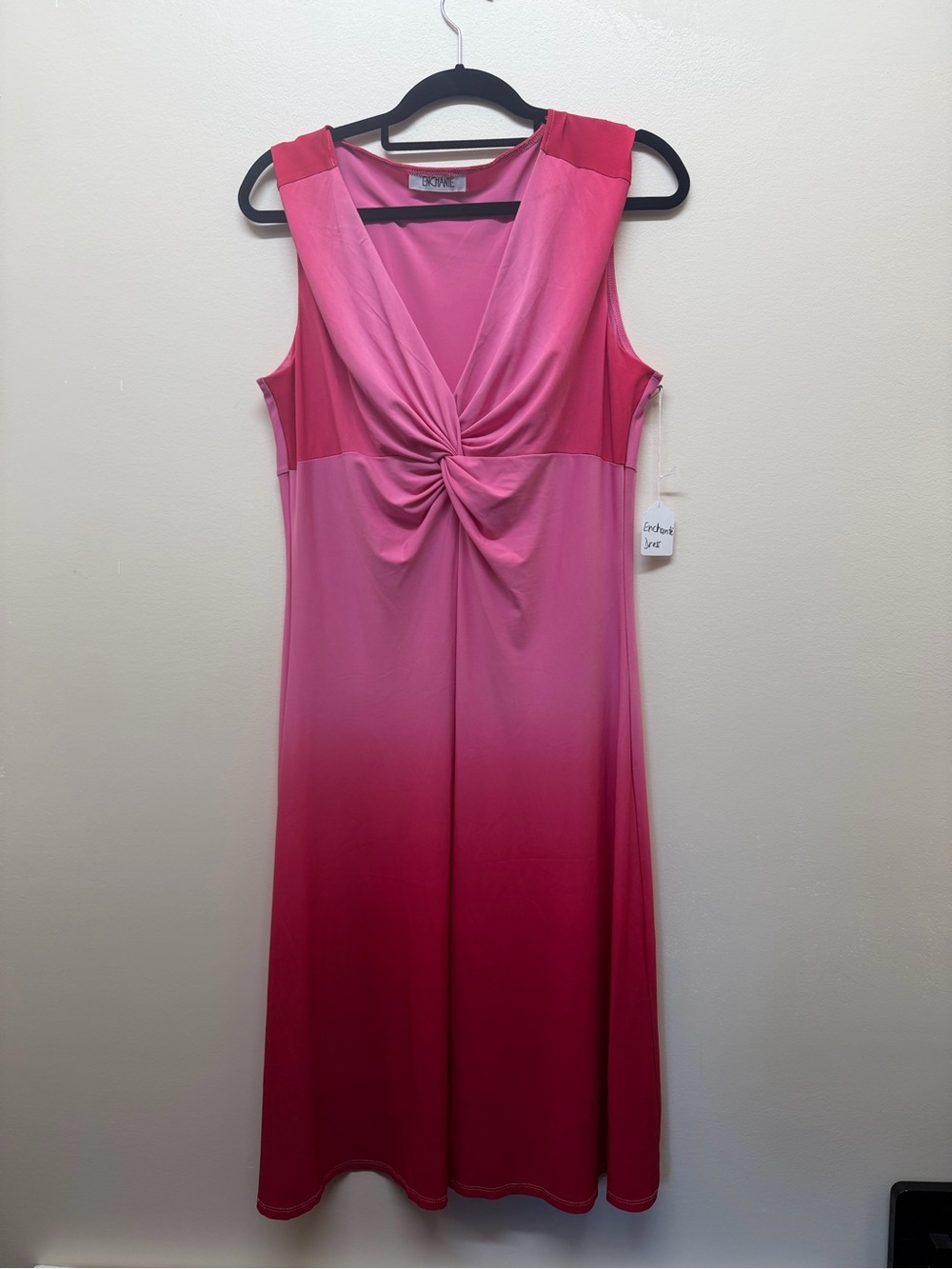 Y2K Enchante Gradient Pink Knot-Front Midi Dress